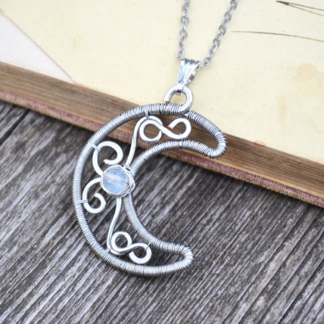 Wire Crescent Moon Pendant by ChristinaHutch